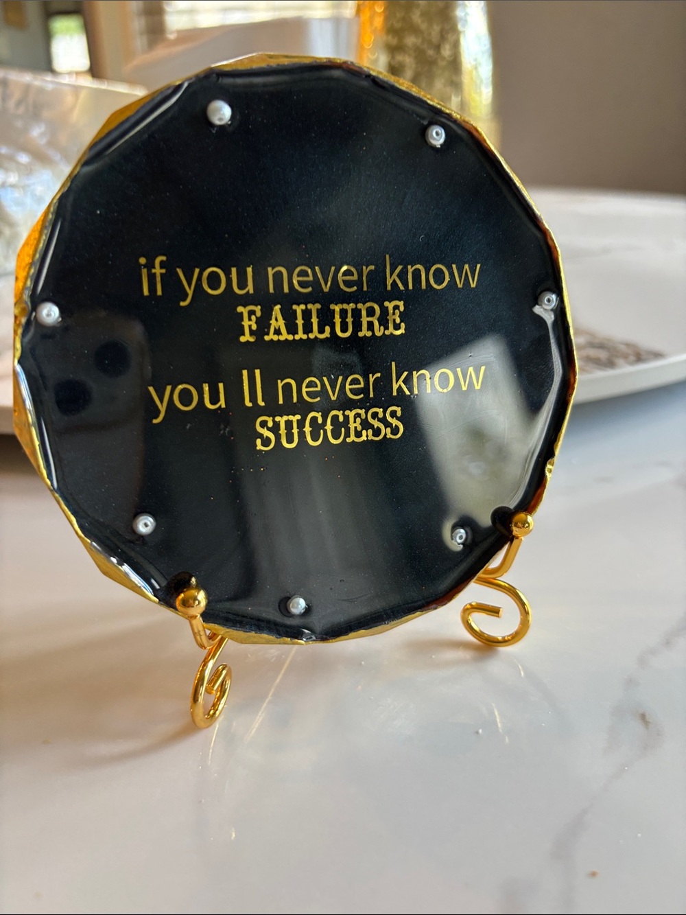 Inspirational Black & Gold Wall Plaque - Motivational Quote